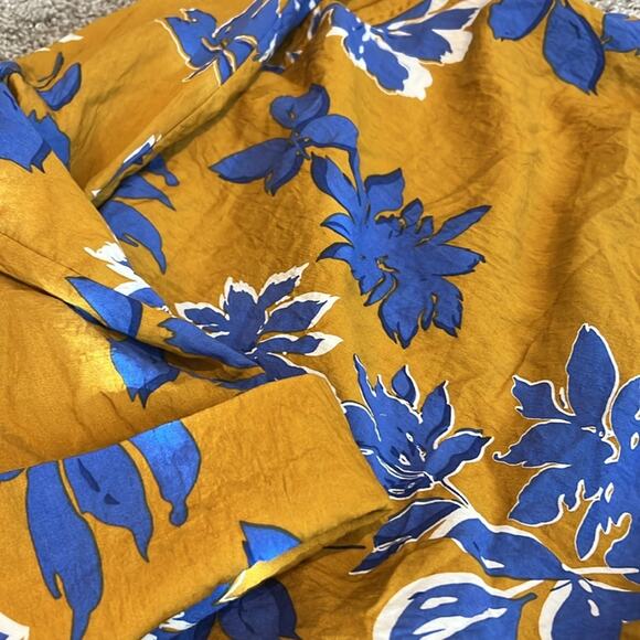 FRNCH Paris Womens Vacay Blouse Size M/L Medium Large mustard blue floral boho - Picture 16 of 16